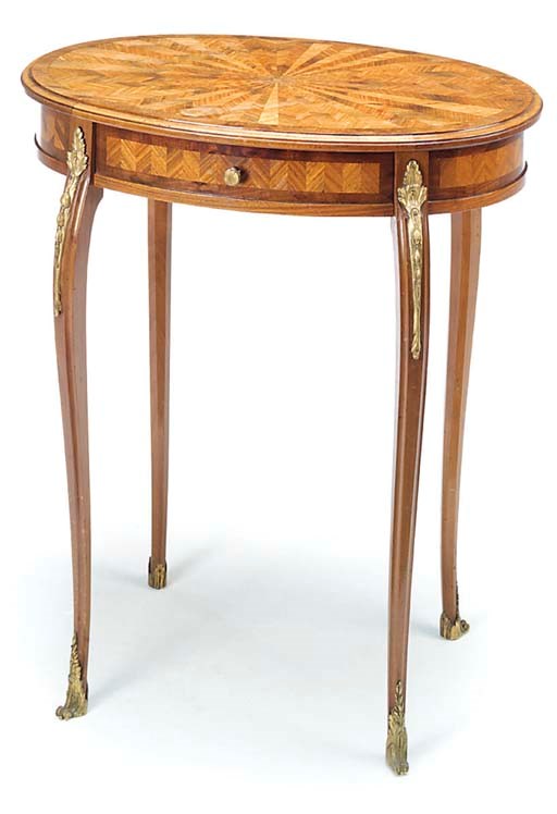 A FRENCH KINGWOOD AND PARQUETRY TABLE DE MILIEU