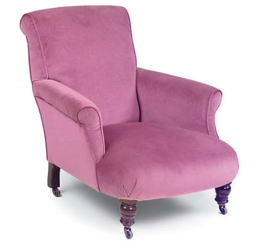 A VICTORIAN WALNUT EASY ARMCHAIR