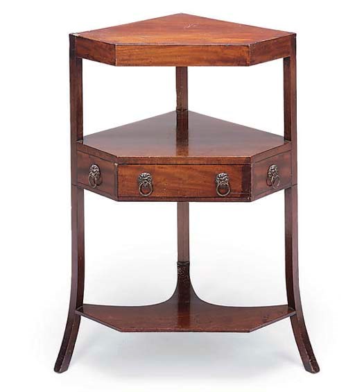 A GEORGE III MAHOGANY CORNER WASHSTAND
