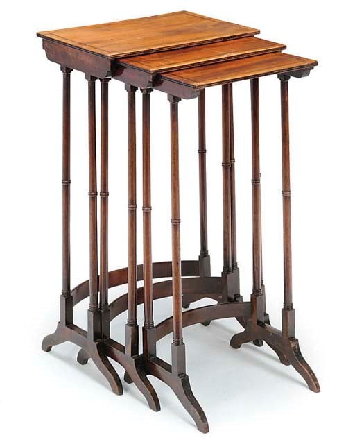 A SET OF THREE MAHOGANY GRADUATED TABLES