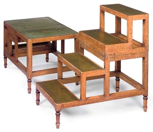 A PAIR OF SIMULATED SATINWOOD METAMORPHIC BED STEPS