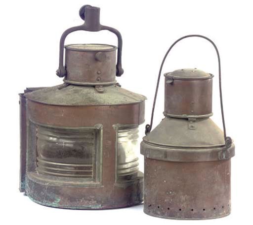 TWO ENGLISH COPPER SHIP'S LANTERNS