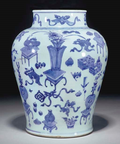 A Chinese blue and white jar, Transitional