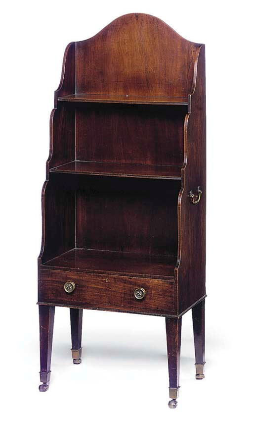 A SMALL REGENCY MAHOGANY OPEN BOOKCASE