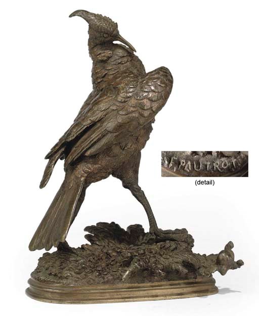 A FRENCH BRONZE MODEL OF A GAME BIRD