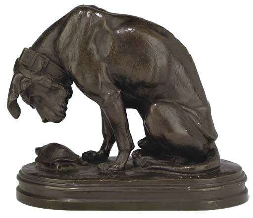 A FRENCH BRONZE MODEL OF A BLOODHOUND