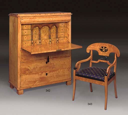A SWEDISH BIRCH SECRETAIRE