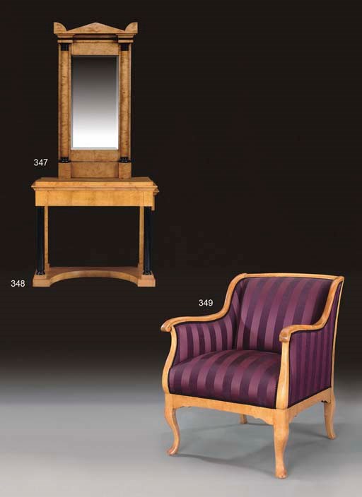 A BIRCH AND UPHOLSTERED BERGERE