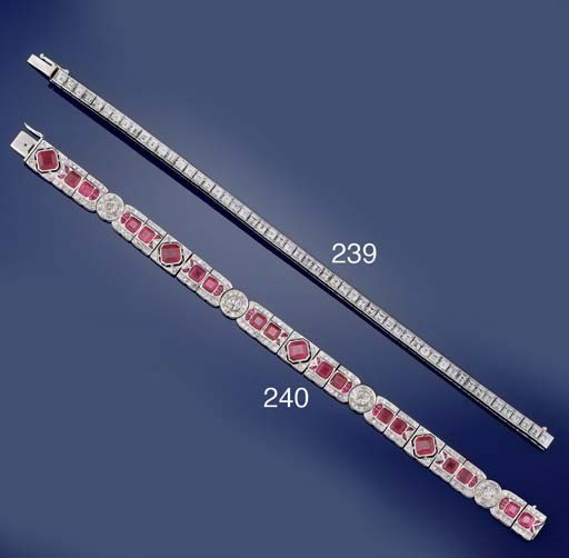 A ruby and diamond bracelet