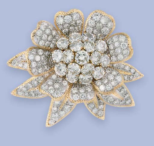 A diamond cluster brooch