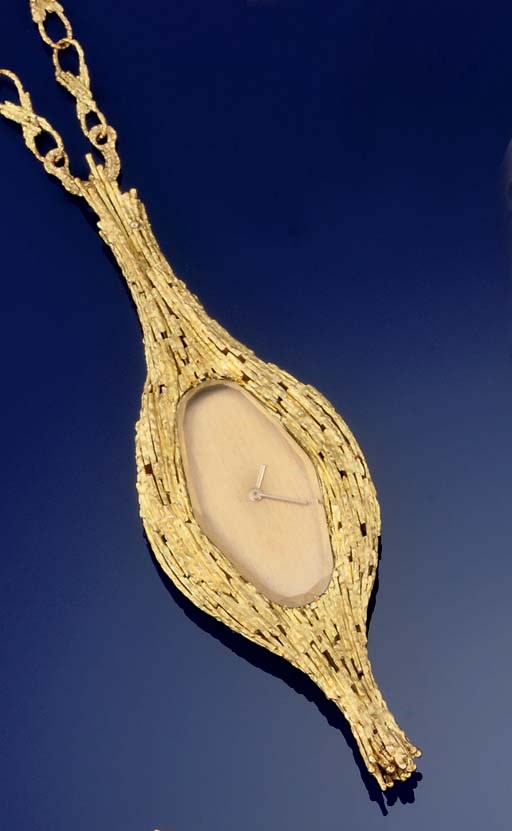 AN 18CT. GOLD PENDANT/BROOCH WATCH, BY ANDREW GRIMA