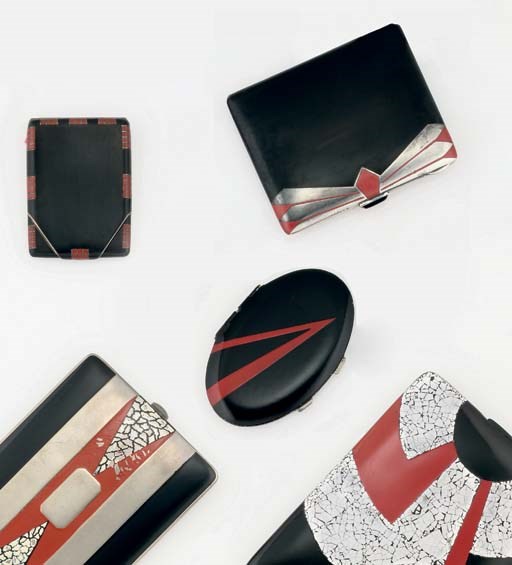 A GROUP OF ART DECO ENAMEL CASES