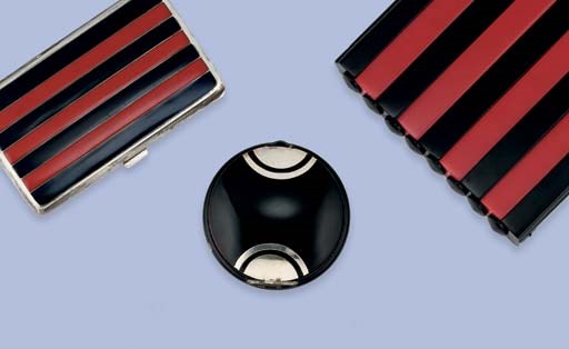 Two Art Deco cigarette cases and a compact