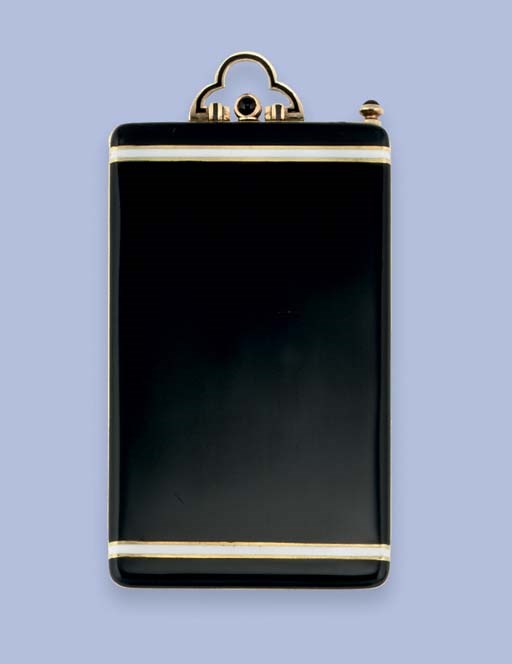 AN AMERICAN ART DECO ENAMELLED CARNET DE BAL AND VANITY CASE, BY CARTIER