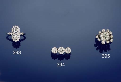 A diamond three stone ring