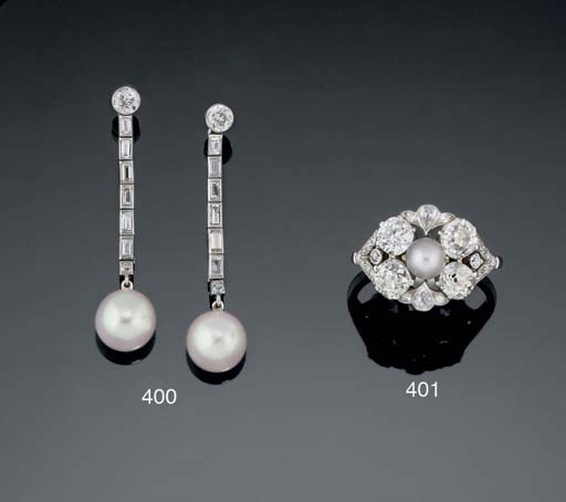 An Edwardian pearl and diamond cluster ring