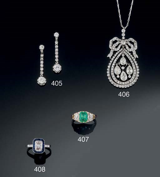 A pair of diamond earpendants