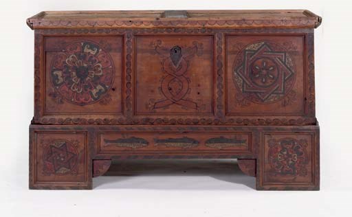 AN AUSTRIAN POLYCHROME DECORATED CHEST