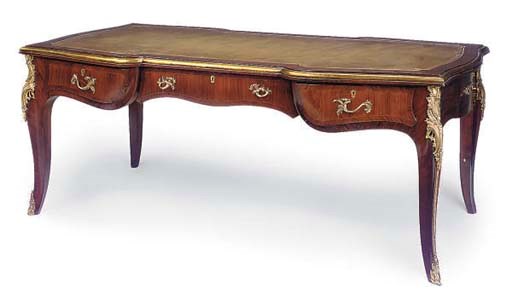 A GILT METAL MOUNTED KINGWOOD BUREAU PLAT