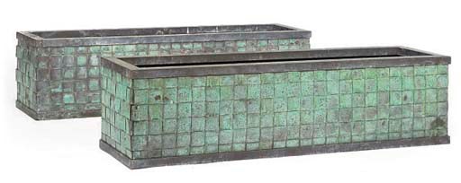 A PAIR OF COPPER JARDINIERES OR PLANTERS
