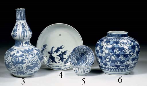 A late Ming blue and white lobed jar