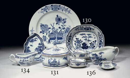 A blue and white bowl and a dish