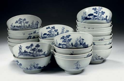 A set of twenty-four blue and white 'Nanking cargo' bowls