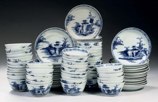 A set of forty-eight blue and white 'Nanking cargo' teabowls and saucers