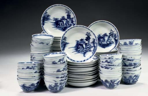 A set of forty-eight blue and white 'Nanking cargo' teabowls and saucers