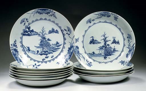 A set of twelve blue and white 'Nanking cargo' saucer dishes