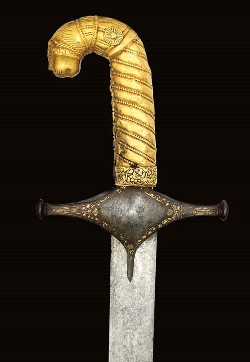 A GOLD HILTED SWORD (SHAMSHIR)