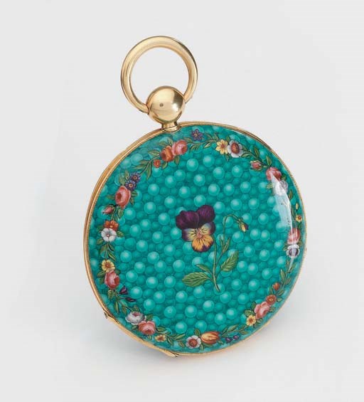 Moulinie. A fine 18K gold and enamel openface cylinder watch, made for the Turkish Market