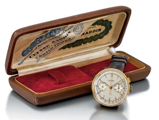Ulysse Nardin. A fine and unusual 18K gold single button chronograph wristwatch with pulsometre scale, hidden lugs, original certificate and box