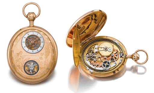 Swiss. An unusual 18K gold openface oval quarter repeating cylinder watch with visible balance