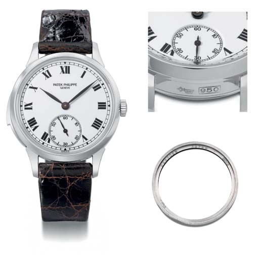 Patek Philippe. A very fine and extremely rare platinum self-winding minute repeating wristwatch