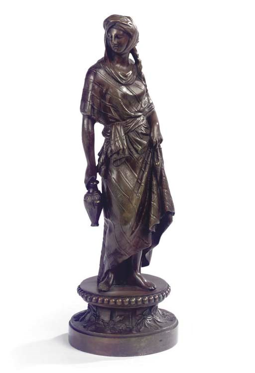 A FRENCH BRONZE MODEL OF A FEMALE WATER CARRIER