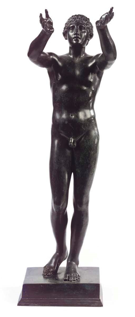AN ITALIAN BRONZE FIGURE OF THE BERLIN ADORANTE