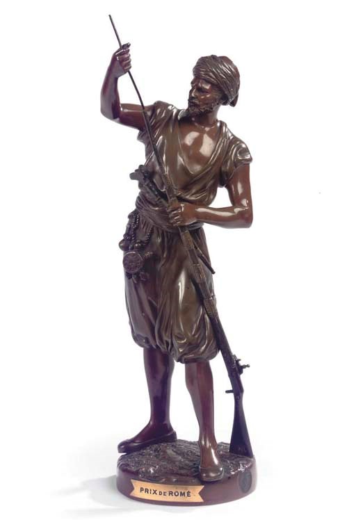 A FRENCH BRONZE FIGURE OF AN ARAB RIFLEMAN