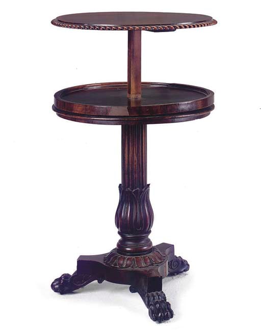 A WILLIAM IV ROSEWOOD CIRCULAR TELESCOPIC DUMB-WAITER