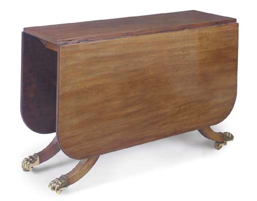 A REGENCY MAHOGANY CUMBERLAND-ACTION DINING-TABLE