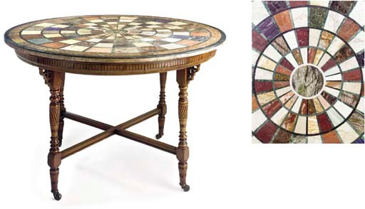 A SPECIMEN MARBLE CENTRE TABLE