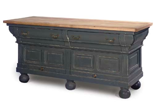 A GREY PAINTED SIDE CABINET