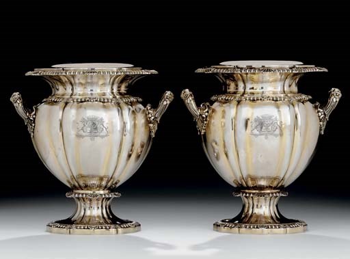 A PAIR OF FRENCH SILVER-GILT WINE COOLERS