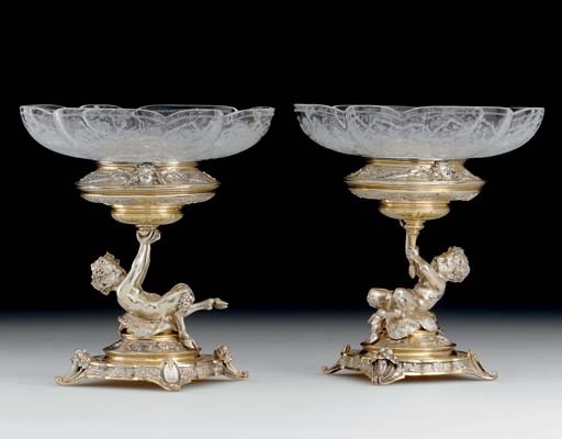 A PAIR OF VICTORIAN SILVER-GILT COMPOTES