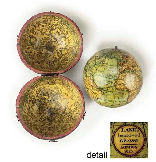 A Regency 3-inch pocket globe in fishskin case,