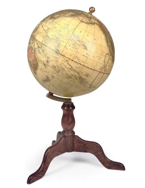 A facsimille copy of the American 33-inch terrestrial globe by Charles Copley,