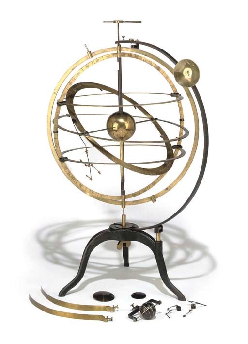 An Austrian lacquered-brass armillary sphere