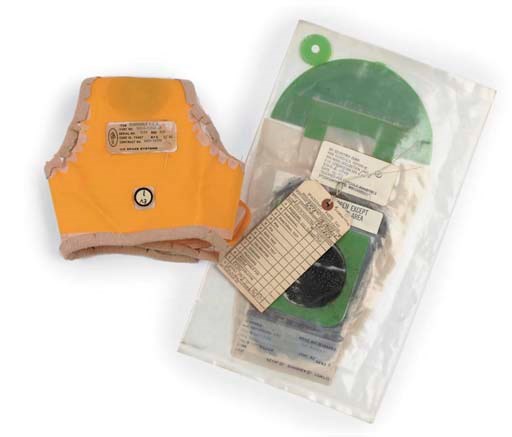 a skylab astronauts unused fecal bag and a skylab space 'nappy',