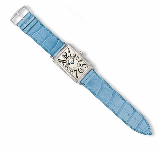 A LADY'S 18K WHITE GOLD AND DIAMOND 'LONG ISLAND' WRISTWATCH, BY FRANCK MULLER
