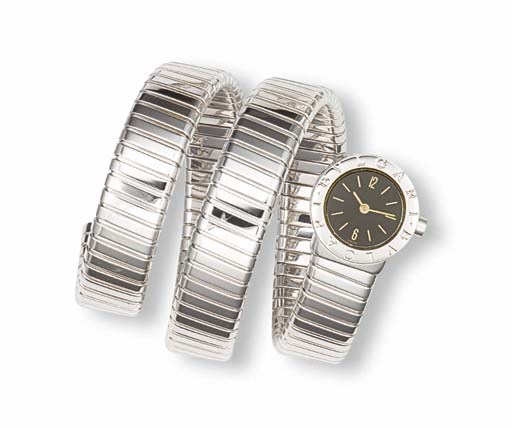 A LADY'S 18K WHITE GOLD 'BULGARI-BULGARI' WRISTWATCH, BY BULGARI